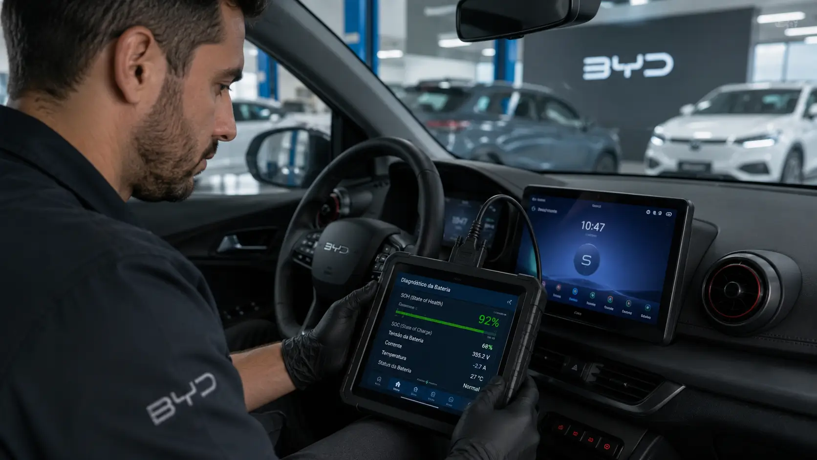 Diagnóstico de SOH da bateria BYD em concessionária autorizada