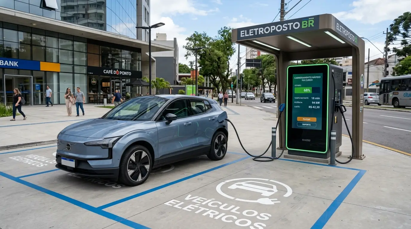 Ponto de recarga público rápido para veículos elétricos