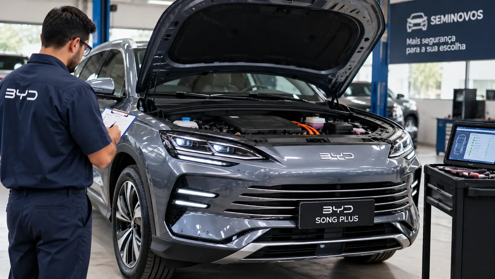 BYD Song Plus usado sendo avaliado antes da compra