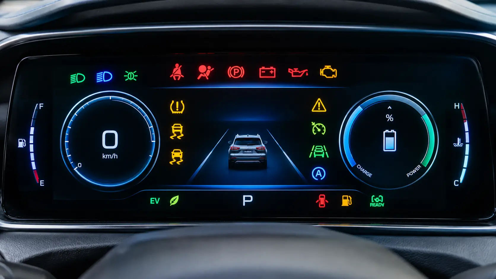 Luzes de alerta e indicadores no painel do Haval H6